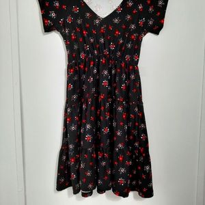 BLACK FLORAL MINI DRESS SIZE XS